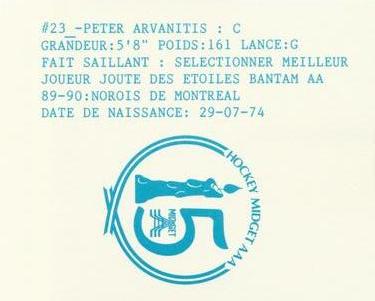 1990-91 Montreal-Bourassa (Midget AAA) #NNO Peter Arvanitis Back
