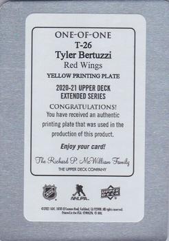 2020-21 Upper Deck - 2005-06 Upper Deck Tribute Printing Plates Yellow #T-26 Tyler Bertuzzi Back