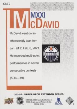 2020-21 Upper Deck - McDavid MMXXI #CM-7 Connor McDavid Back