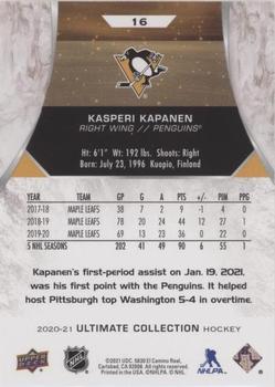 2020-21 Upper Deck Ultimate Collection #16 Kasperi Kapanen Back