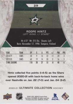 2020-21 Upper Deck Ultimate Collection #29 Roope Hintz Back