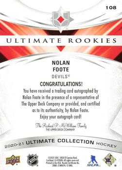 2020-21 Upper Deck Ultimate Collection #108 Nolan Foote Back