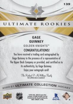 2020-21 Upper Deck Ultimate Collection #139 Gage Quinney Back