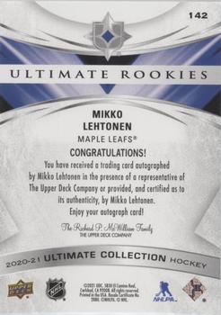 2020-21 Upper Deck Ultimate Collection #142 Mikko Lehtonen Back