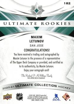 2020-21 Upper Deck Ultimate Collection #182 Maxim Letunov Back