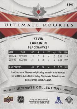 2020-21 Upper Deck Ultimate Collection #190 Kevin Lankinen Back