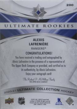 2020-21 Upper Deck Ultimate Collection #200 Alexis Lafreniere Back