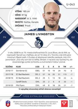 2020-21 SportZoo Tipos Extraliga 2. Seria #U-043 James Livingston Back