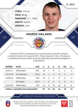 2020-21 SportZoo Tipos Extraliga 2. Seria #U-062 Marco Halama Back