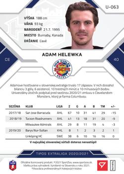 2020-21 SportZoo Tipos Extraliga 2. Seria #U-063 Adam Helewka Back
