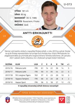 2020-21 SportZoo Tipos Extraliga 2. Seria #U-073 Antti Erkinjuntti Back