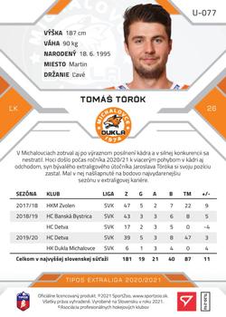 2020-21 SportZoo Tipos Extraliga 2. Seria #U-077 Tomas Torok Back