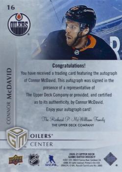 2020-21 Upper Deck Game Dated Moments - Autograph Achievements #16 Connor McDavid Back