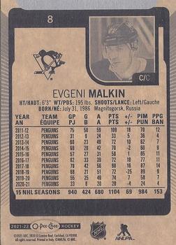 2021-22 O-Pee-Chee #8 Evgeni Malkin Back
