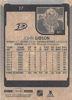 2021-22 O-Pee-Chee #17 John Gibson Back