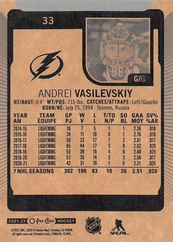 2021-22 O-Pee-Chee #33 Andrei Vasilevskiy Back