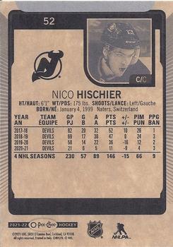 2021-22 O-Pee-Chee #52 Nico Hischier Back