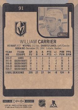 2021-22 O-Pee-Chee #91 William Carrier Back