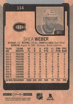 2021-22 O-Pee-Chee #114 Shea Weber Back