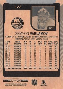 2021-22 O-Pee-Chee #122 Semyon Varlamov Back