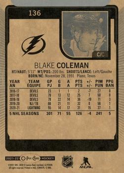 2021-22 O-Pee-Chee #136 Blake Coleman Back
