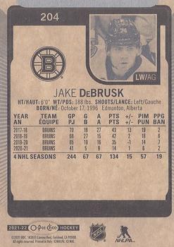 2021-22 O-Pee-Chee #204 Jake DeBrusk Back