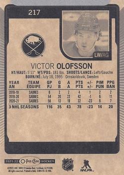 2021-22 O-Pee-Chee #217 Victor Olofsson Back