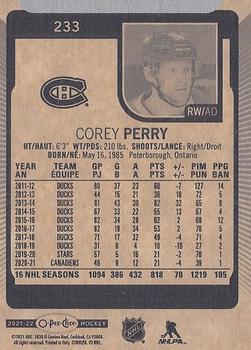 2021-22 O-Pee-Chee #233 Corey Perry Back