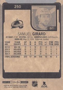 2021-22 O-Pee-Chee #250 Samuel Girard Back