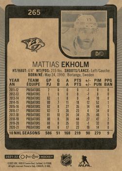 2021-22 O-Pee-Chee #265 Mattias Ekholm Back