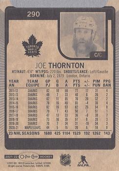 2021-22 O-Pee-Chee #290 Joe Thornton Back