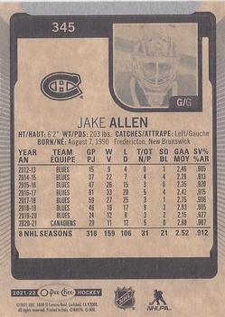 2021-22 O-Pee-Chee #345 Jake Allen Back