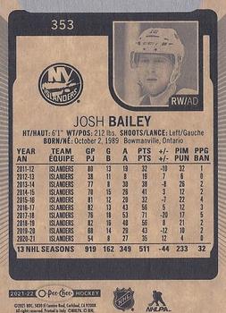 2021-22 O-Pee-Chee #353 Josh Bailey Back