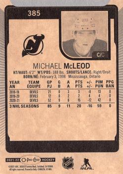 2021-22 O-Pee-Chee #385 Michael McLeod Back