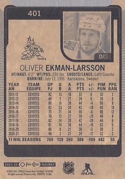 2021-22 O-Pee-Chee #401 Oliver Ekman-Larsson Back