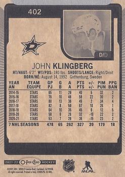 2021-22 O-Pee-Chee #402 John Klingberg Back