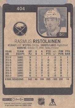 2021-22 O-Pee-Chee #404 Rasmus Ristolainen Back