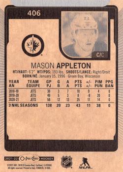 2021-22 O-Pee-Chee #406 Mason Appleton Back