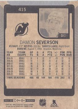2021-22 O-Pee-Chee #415 Damon Severson Back