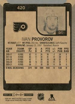 2021-22 O-Pee-Chee #420 Ivan Provorov Back