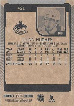 2021-22 O-Pee-Chee #421 Quinn Hughes Back