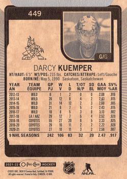 2021-22 O-Pee-Chee #449 Darcy Kuemper Back