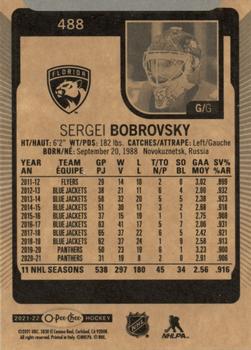 2021-22 O-Pee-Chee #488 Sergei Bobrovsky Back
