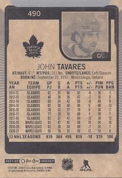 2021-22 O-Pee-Chee #490 John Tavares Back
