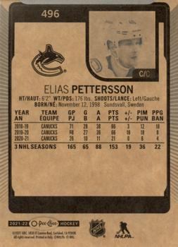 2021-22 O-Pee-Chee #496 Elias Pettersson Back