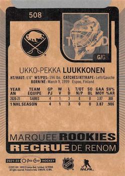 2021-22 O-Pee-Chee #508 Ukko-Pekka Luukkonen Back
