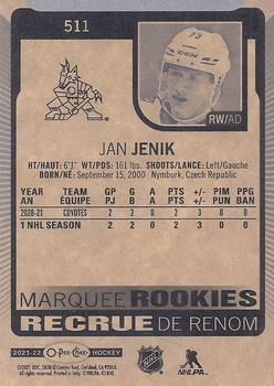 2021-22 O-Pee-Chee #511 Jan Jenik Back