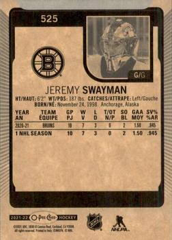 2021-22 O-Pee-Chee #525b Jeremy Swayman Back