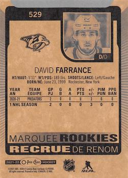 2021-22 O-Pee-Chee #529 David Farrance Back