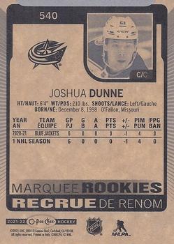 2021-22 O-Pee-Chee #540 Joshua Dunne Back